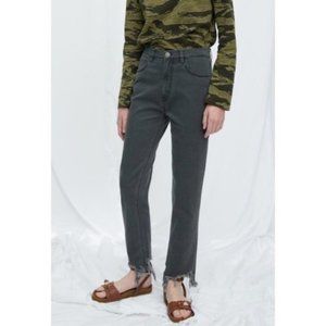 NWT Anthropologie Jeans Size 28 Straight Leg High Waisted Grey Distressed